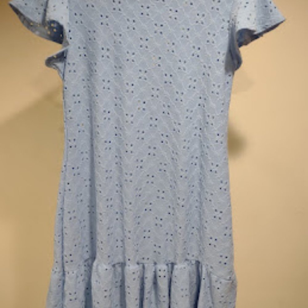 OLIVIA RAE NEW YORK PASTEL PERIWINKLE BLUE EYELET LACE SUMMER DRESS SIZE XS